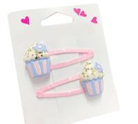 Lot de 2 pinces à cheveux scintillantes pour filles - Motif papillon et cupcake - Accessoires à cheveux pour anniversaire d'enfant