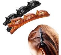 Lot de 2 pinces à cheveux tressées pour femme, barrettes à cheveux multi-clips, pinces à cheveux en forme de bec de canard pour femme (noir + marron)