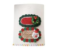 Lot de 2 pinces à cheveux tricotées de Noël, adorables et mignons, mini accessoires pour cheveux faits à la main, guirlande Père Noël