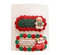 Lot de 2 pinces à cheveux tricotées de Noël mignonnes et mignonnes, mini accessoires pour cheveux faits à la main en pain d'épices