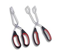 Lot de 2 pinces à ciseaux en acier inoxydable avec poignée en silicone pour barbecue, cuisine, pâtisserie, pain, aliments