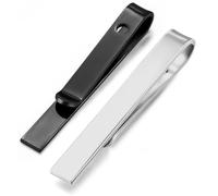 Lot de 2 pinces à cravate noires et argentées, pinces à cravate pour homme, ensemble d'épingles à cravate pour le travail, les anniversaires de mariage et la vie quotidienne