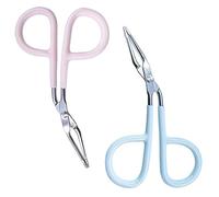 Lot de 2 pinces à épiler à sourcils en acier inoxydable avec poignée en ciseaux - Pince professionnelle pour épilation des poils et de la barbe