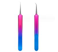 Lot de 2 pinces à épiler de précision à pointe fine pour cheveux incarnés pour homme et femme - Pour épilation du visage, des sourcils, du nez, du menton - En acier inoxydable