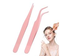 Lot de 2 pinces à épiler en acier inoxydable de taille standard | Pince à cils artisanale, outil d'application de cils de précision | Prise en main fine pour le maquillage, la beauté, les loisirs