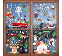Lot de 2 pinces à fenêtre de Noël - 18 feuilles 354 jolies décorations de Noël 3D pour les vacances d'hiver, la maison, les fêtes, le Père Noël, le renne et le bonhomme de neige (A-Noël)