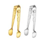 Lot De 2 Pinces À Glaçons Avec Gravure Rose, Pinces En Acier Inoxydable, Outils De Cuisine, Outils De Serrage, Pinces Alimentaires Durables