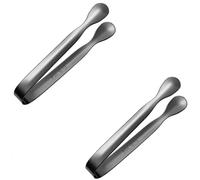 Lot de 2 pinces à glaçons en acier inoxydable pour cubes de sucre, bonbons, apéritifs, mini couverts à sucre, pâtisserie, pinces à glace pour servir de la nourriture, du thé, du café, des apéritifs