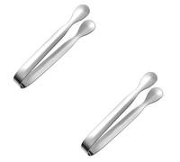 Lot de 2 pinces à glaçons en acier inoxydable pour cubes de sucre, bonbons, apéritifs, mini couverts à sucre, pâtisserie, pinces à glace pour servir de la nourriture, du thé, du café, des apéritifs