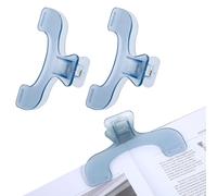 Lot de 2 pinces à journal - Porte-pages transparents et bleus pour la lecture, pinces portables pour maintenir ouvert, ouvre-livre multifonctionnel, accessoires de lecture de livres pour commis