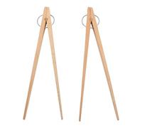 Lot de 2 pinces à nourriture en bois, poignée antidérapante isolée thermiquement, pinces de cuisson en hêtre pour barbecue à pain, pinces à steak en bois avec éléments polis à la