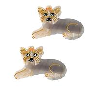 Lot de 2 pinces à poils de chien en acétate de cellulose pour fille Motif Yorkshire