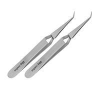 Lot de 2 pinces à souder - Pince à souder en croix - Pince industrielle - Pince technique - Fine - Pointe coudée - Acier inoxydable
