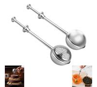Lot de 2 pinces à thé, passoire à thé pour thé en vrac - Avec poignée télescopique - Acier inoxydable 304 - Infuseur à thé - Pince à thé - Tamis à farine - Poudre de cacao - Farine, épices, sucre