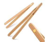 Lot de 2 pinces à toast magnétiques classiques en bambou - Pince de cuisson en bois, idéale pour grille-pain, fruits, pain et cornichons, ustensile de cuisine pour fromage, bacon, muffins, fruits,