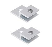 Lot de 2 pinces à verre en forme de H avec bras de serrage épais, en alliage d'aluminium, pinces à fixation murale pour miroir (3-5 mm)