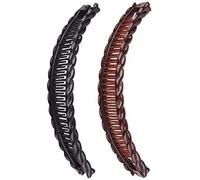 Lot de 2 pinces bananes noires et brunes - Pinces à cheveux vintage - Pour cheveux épais et bouclés - Pinces à cheveux longs - Peigne à cheveux banane - Pince à cheveux pour femme