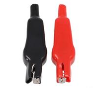 Lot de 2 pinces crocodiles 20 A isolées en acier nickelé - Pointes de test double face pour tests électriques et câbles de mesure - Robuste et noir (1 rouge + 1 noir)