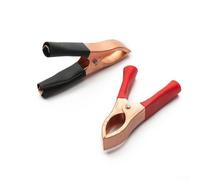 Lot de 2 pinces crocodiles robustes 70 mm 30 A | Alliage plaqué cuivre, capacité de courant de 30 A, force de ressort épaisse, longueur de 70 mm, options de couleur rouge et