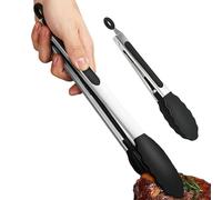 Lot de 2 pinces de cuisine antidérapantes en acier inoxydable pour servir, griller, frire, servir, camping, salade buffet