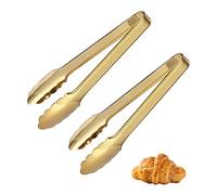 Lot de 2 pinces de cuisine de 22,9 cm, pinces de cuisine pour buffet, pinces de service en acier inoxydable, ustensiles de cuisine pour griller, barbecue, salade, glace (champagne doré)