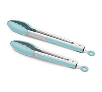 Lot de 2 pinces de cuisine en silicone - 22,9 cm et 30,5 cm, résistantes à la chaleur jusqu'à 260 °C, sans danger pour les ustensiles de cuisine, pointes ondulées en silicone, sans BPA, clip de