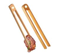 Lot de 2 pinces de cuisine magnétiques en bois, avec poignée résistante à la chaleur, adaptées pour manipuler des aliments chauds, pinces de service pour la cuisine, la salade, la viande, le barbecue