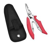 Lot de 2 pinces de pêcheur, pince de verrouillage en acier inoxydable, résistante à l'eau salée, pince à anneau fendu, pince pour enlever les lignes et anneaux fendus (rouge)
