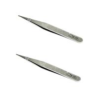 Lot de 2 pinces de précision en acier inoxydable avec pointe fine pour modélisme, réparation électronique et bricolage (TS-10)