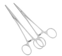 Lot de 2 pinces de serrage en acier inoxydable de 14 cm - Outil de précision à bord droit pour vétérinaire et loisirs - Idéal pour saisir de petits objets et manipuler des tissus (1, droit)