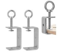 Lot de 2 pinces de serrage en C - 85 mm - Anneaux de levage réglables - Pince de support robuste - Plage de serrage : 45 à 78 mm - Pour bricolage, travail du bois, soudage, menuiserie (argenté)
