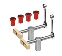 Lot de 2 pinces de serrage rapides pour établi de table avec 4 chiens de banc, pinces de travail du bois butée de banc de positionnement et pinces rapides pour trou de chien de 19mm/20mm (19mm, rouge)