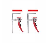 Lot de 2 pinces de table à cliquet, 2 leviers de serrage pour menuiserie avec housse de protection, force de serrage réglable, clip de rail F à dégagement rapide pour table à trou et système de rail