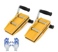 Lot de 2 pinces de transport de pierre à double main, outil de levage pour panneaux de granit, quartz, marbre, dalles de verre, pince de transport robuste avec coussinets en caoutchouc pour