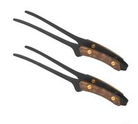 Lot de 2 pinces en acier inoxydable pour barbecue avec poignée ergonomique en bois, tête de serrage antidérapante à arc large pour une manipulation et un service sécurisés de viandes grillées, légumes