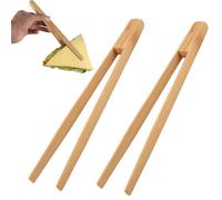 Lot de 2 pinces en bambou de 25 cm - Pince à grille-pain en bois - Pince alimentaire - Pince à concombre - Pour grille-pain, tranches de pain, concombres