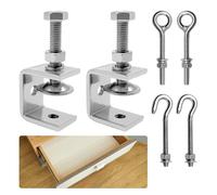 Lot de 2 pinces en C en acier inoxydable de 30 mm - Ouvertures de pin de 0 à 25 mm - Avec crochets et vis à anneau en acier inoxydable pour le travail du bois, la menuiserie et le soudage