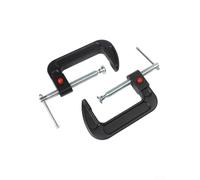 Lot de 2 pinces en C pour le travail du bois de 10,2 cm, en fer ductile robuste de type C avec bouton de libération rapide pour projets de bricolage, broche chromée et coussinet pivotant, noir