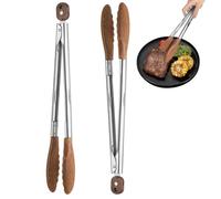 Lot de 2 pinces en noyer et acier inoxydable, 30,5 cm, avec mécanisme de verrouillage, idéales pour griller, barbecue et charcuterie