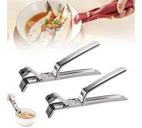 Lot de 2 pinces multi-usages anti-brûlure pour bol de cuisine, silicone antidérapant, isolation thermique, anti-brûlure, pince multifonction anti-brûlure pour bol chaud, plat plat (argenté)