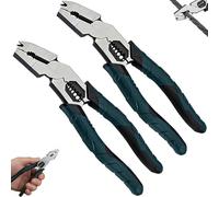 Lot de 2 pinces multifonctions 9 en 1 pour arrache-ongles, coupe-fil en acier CR-V de qualité industrielle, pince à dénuder et sertir, outil manuel robuste pour bricolage et réparation