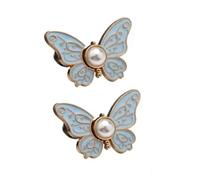 Lot de 2 pinces papillon amovibles, bouton de serrage papillon, serre-taille réutilisable, boucles de taille instantanées sans couture, pinces métalliques amovibles, pinces pour jeans amples (Bleu)