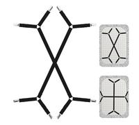 Lot de 2 Pinces pour draps de lit, Pinces pour draps-Housses, Pinces pour draps de Matelas, Accessoires de literie, Attaches Noires pour Supports de draps de lit, Sangles de draps Extensibles