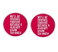 Lot de 2 pin's « Best Friends » en alliage, avec inscription « We'll be Friends Because You Already Know Too Much », 3 cm, métal, sans pierre précieuse, 3cm(1.2"), Métal, Pas de gemme
