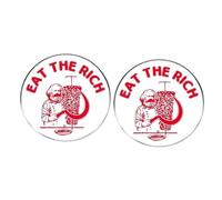Lot de 2 pin's circulaires Marx du parti communiste « Eat the Rich Communist Hammer and Faucle » en alliage, 3cm(1.2"), Métal, Pas de gemme