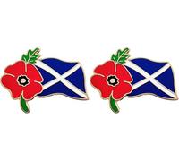 Lot de 2 pin's coquelicot écossais pour commémoration « Lest We Forget » - Drapeau Union Jack - Décorations souvenirs