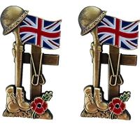 Lot de 2 pin's coquelicot pour le jour du Souvenir Lest We Forget Drapeau Union Jack Décorations Souvenirs