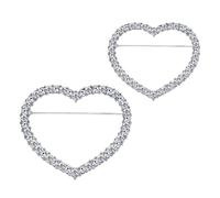 Lot de 2 pin's de corsage sophistiqués ronds et en forme de cœur - Épinglette étincelante - Décoration élégante pour robe - Broche déclaration pour femme, taille unique, Comme décrit