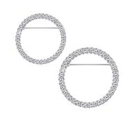 Lot de 2 pin's de corsage sophistiqués ronds et en forme de cœur - Épinglette étincelante - Décoration élégante pour robe, taille unique, Comme décrit