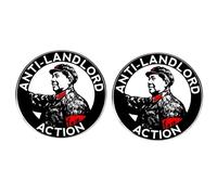 Lot de 2 pin's de style fête communiste - Design d'action anti-propriétaire - Style rétro Mao - En alliage - Style politique vintage